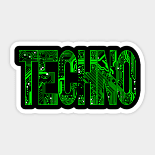 Green Techno Music Lover Circuit Board Sticker